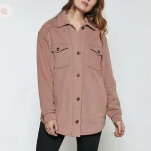 NWOT gentle fawn peyton shacket in rose brown 100% cotton heavy oversized button